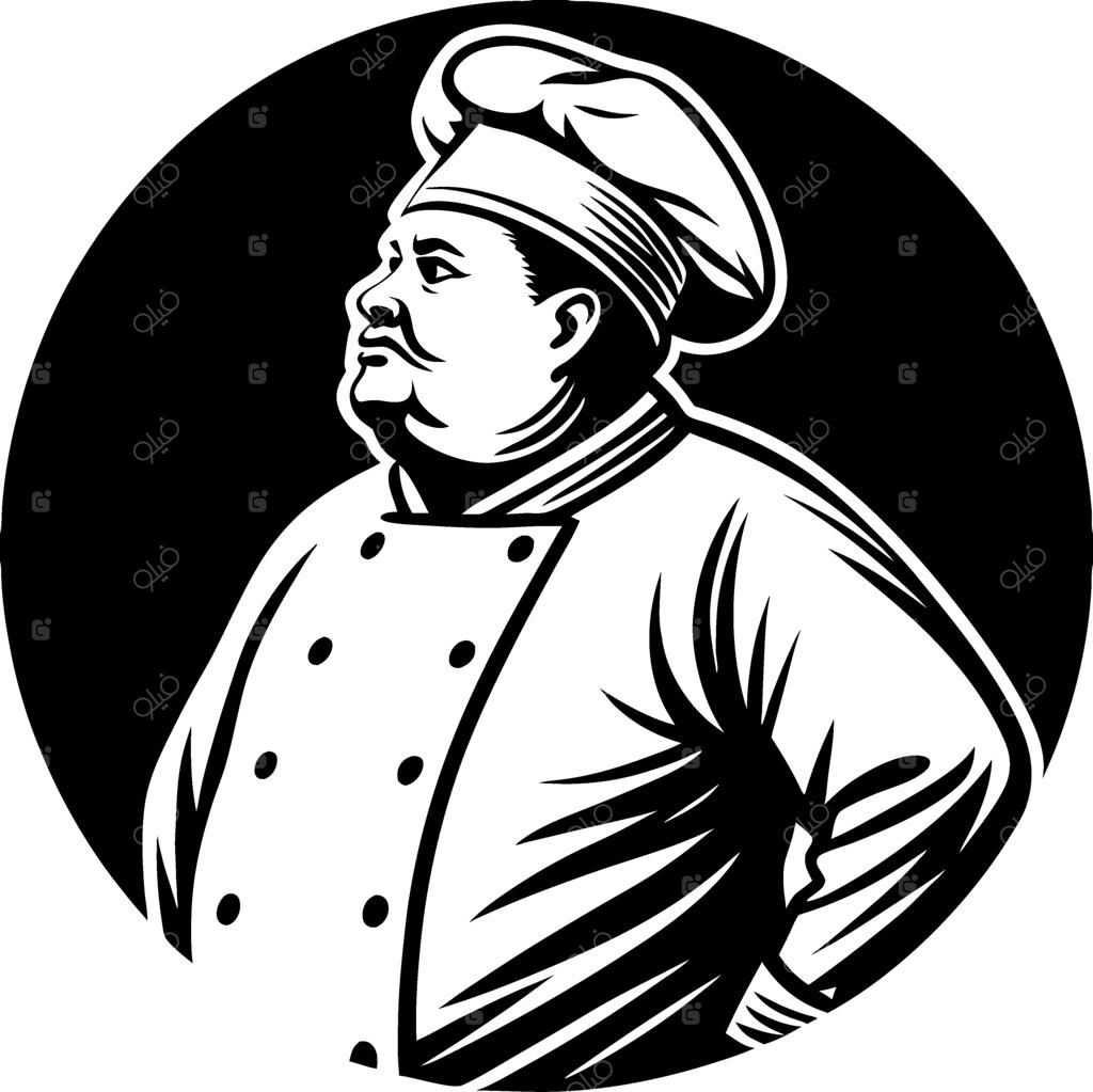 پرتره کاراکتر سرآشپز با طراحی کلاسیک برای هنرهای آشپزی و برندینگ رستوران