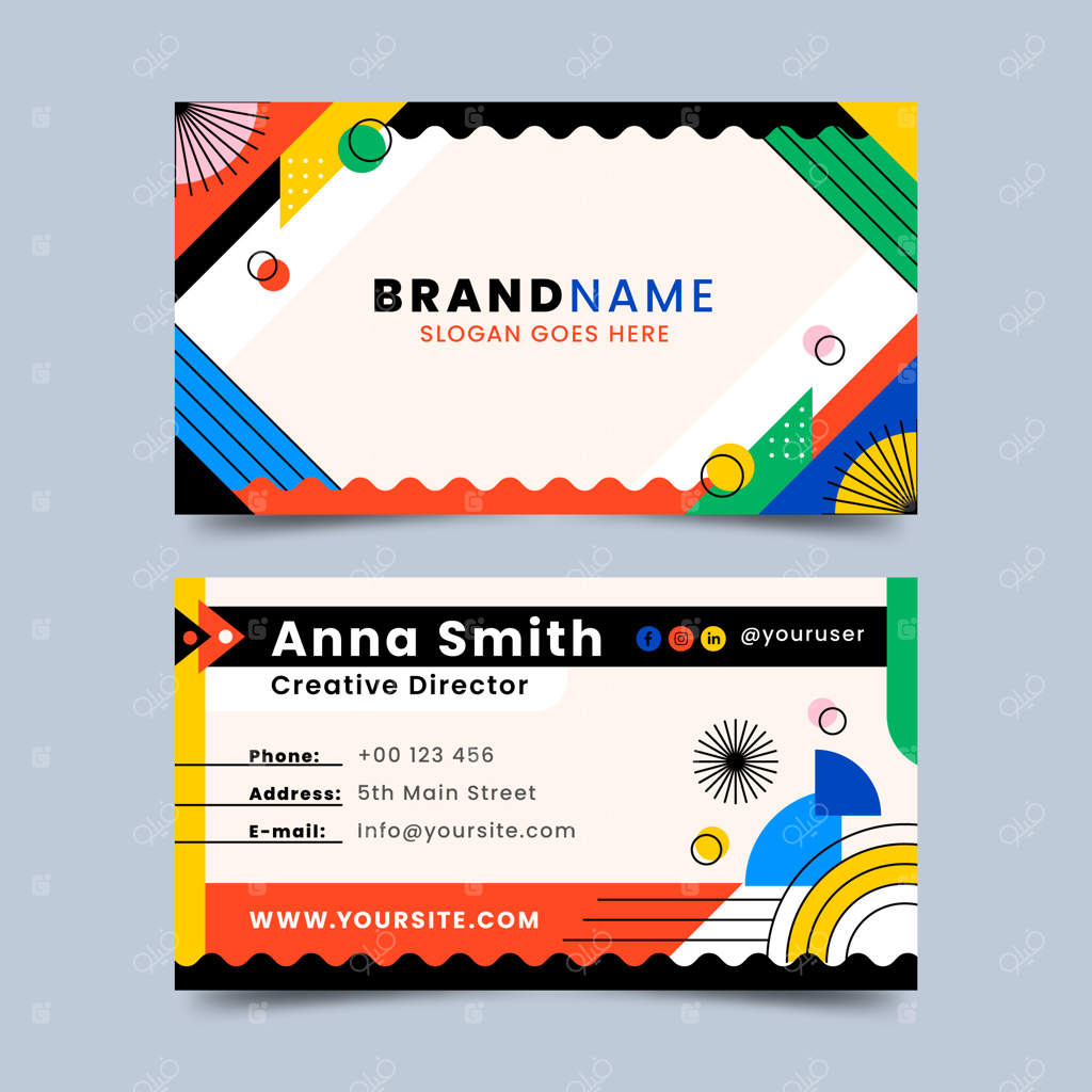 کارت ویزیت با طرح هندسی و طراحی تخت