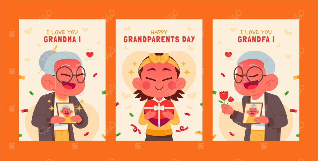 طراحی قالب کارت تبریک روز پدربزرگ و مادربزرگ