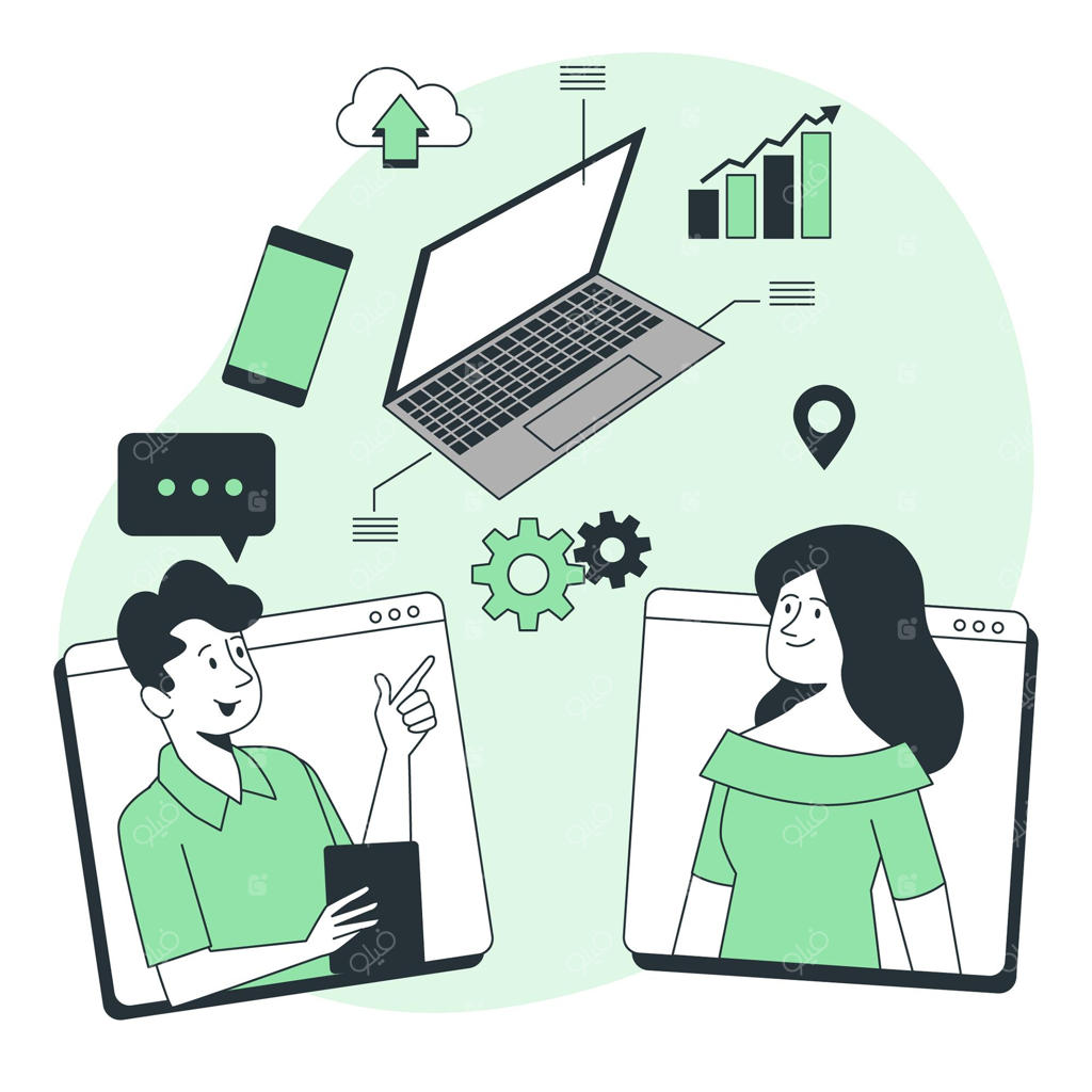 تصویرسازی مفهومی گفتگوهای آنلاین فناوری