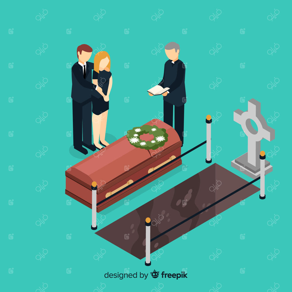 ترکیب مراسم خاکسپاری با نمای ایزومتریک