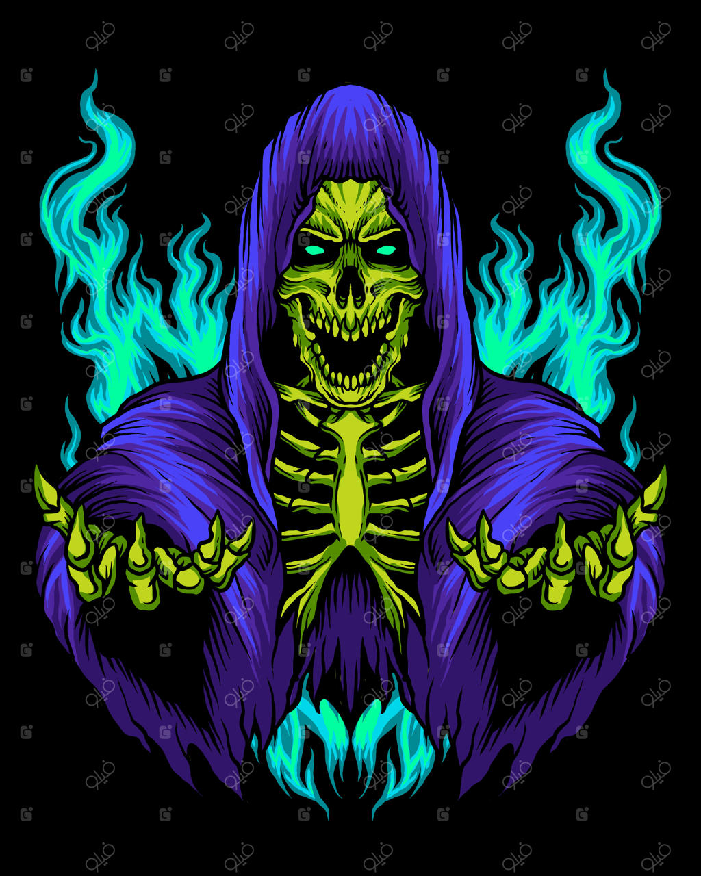 لوگوی جمجمه مرگ با رنگ بنفش