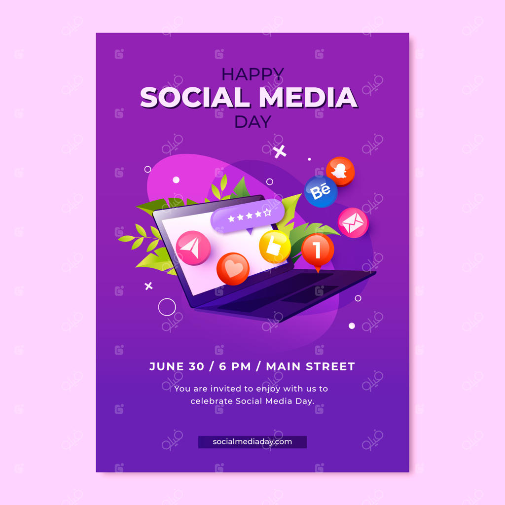 الگوی پوستر عمودی برای جشن روز شبکه‌های اجتماعی