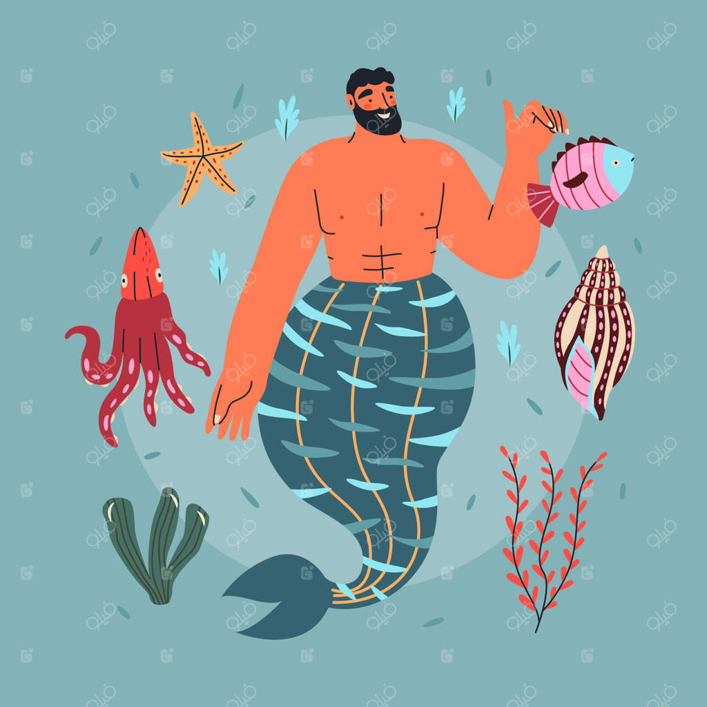 تصویرسازی دستی پری دریایی