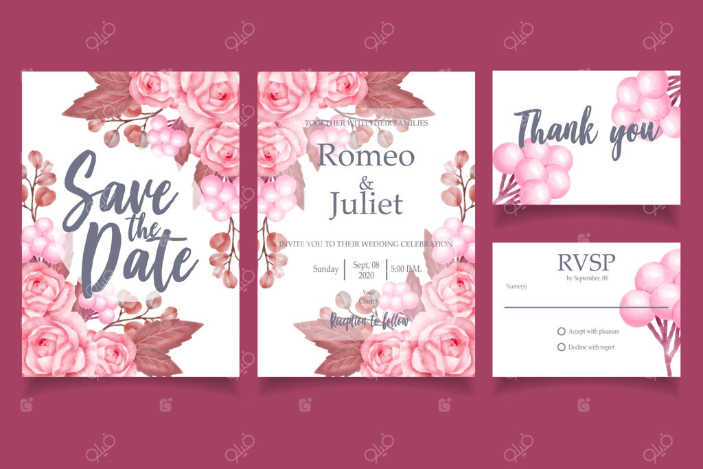 پترن کارت دعوت عروسی آبرنگی زیبا و شیک