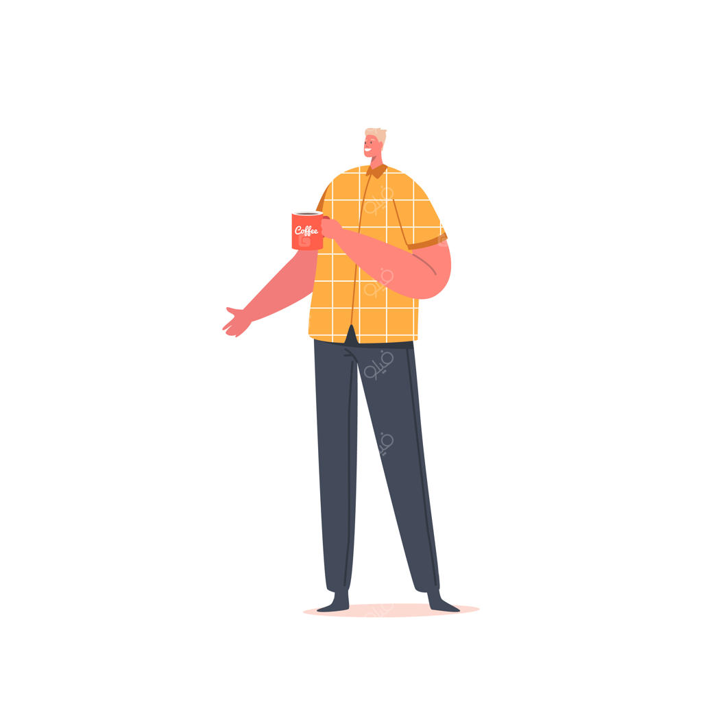 مردی که در حال استراحت با نوشیدن قهوه در زمان ناهار است، در دفتر کار یا خانه