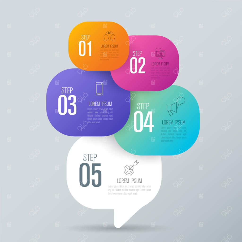 عناصر رنگارنگ اینفوگرافیک کسب‌وکار برای پرزنتیشن