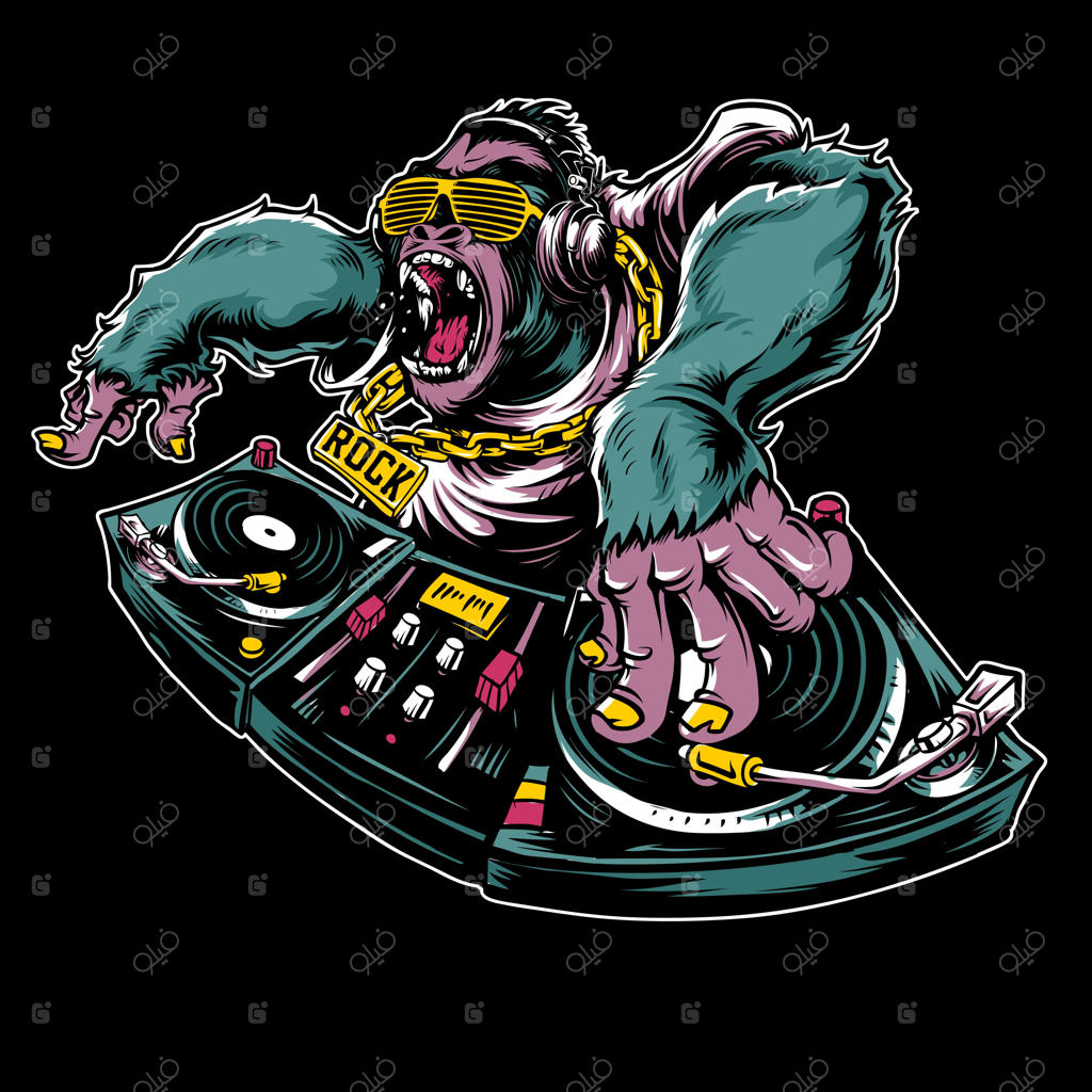 تصویر گوریلا در حال دی‌جی کردن