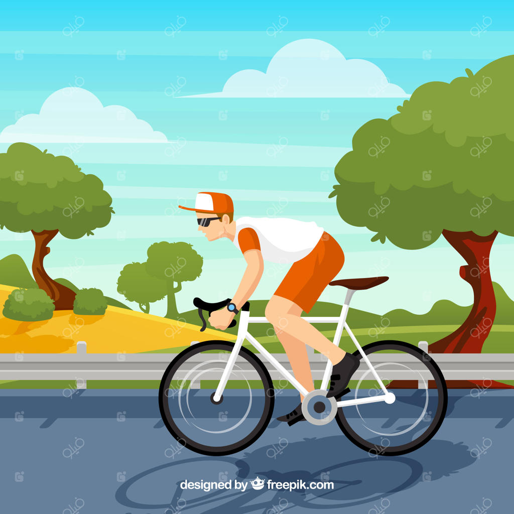 پیش‌زمینه دوچرخه‌سوار در مناظر طبیعی