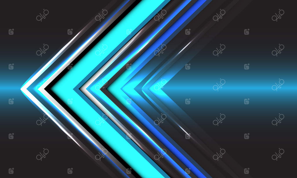 پس‌زمینه‌ای آینده‌نگر با فلش‌های آبی فناوری و سرعت نور