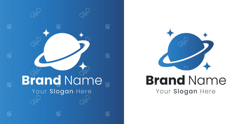 طراحی لوگویی فرازمینی: نماد سیاره زحل و ستاره برای برند مدرن