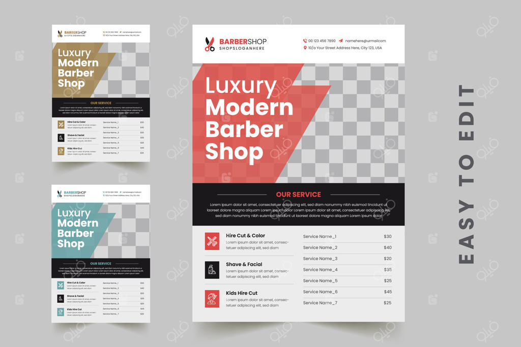 قالب بروشور آرایشگاه: ویرایش‌پذیر و خلاق برای سالن زیبایی، کوتاهی مو و اسپا