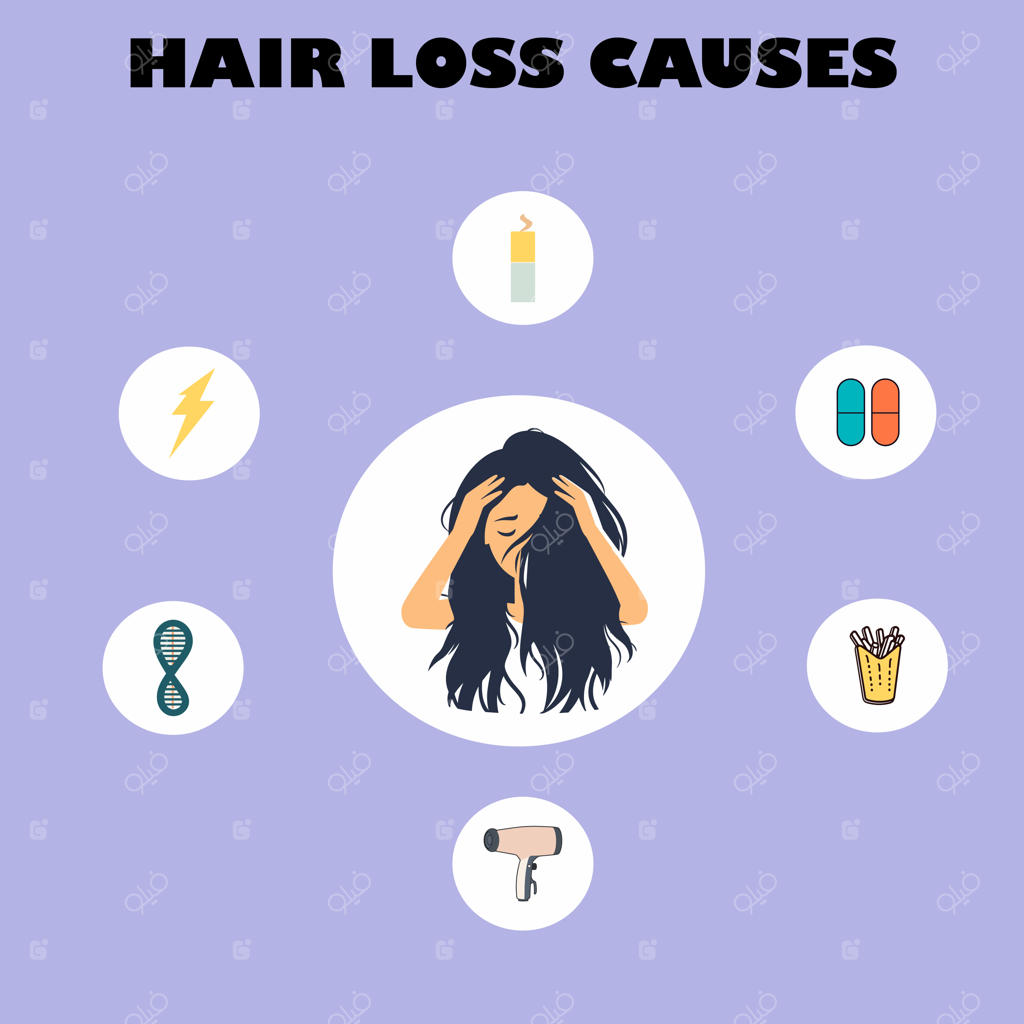 علل ریزش مو و مجموعه آیکون