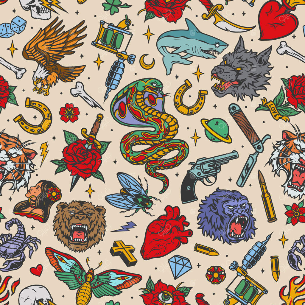 پترن یکپارچه تتوهای کلاسیک