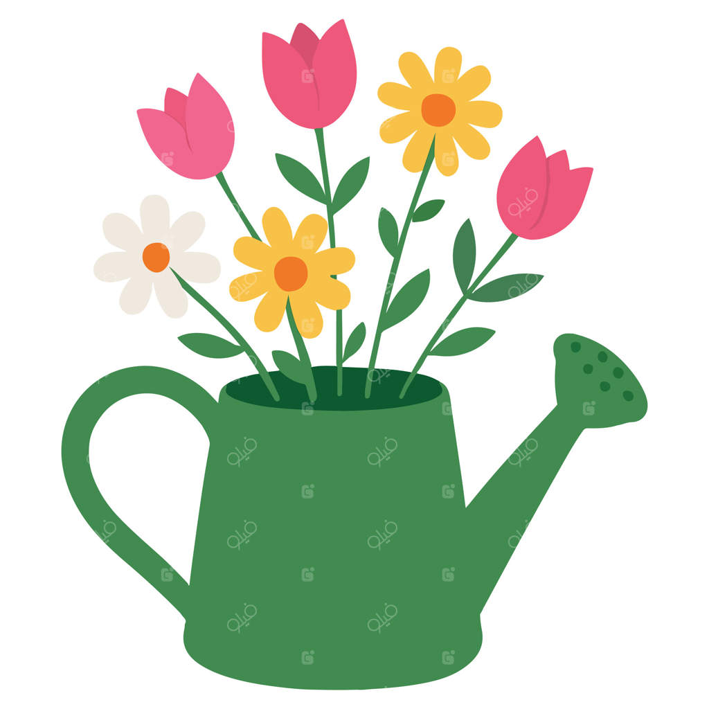 آبیاری در هنر، نقاشی باغ رنگارنگ، کلیپ‌آرت باغبانی رنگی، طراحی گرافیکی باغبان