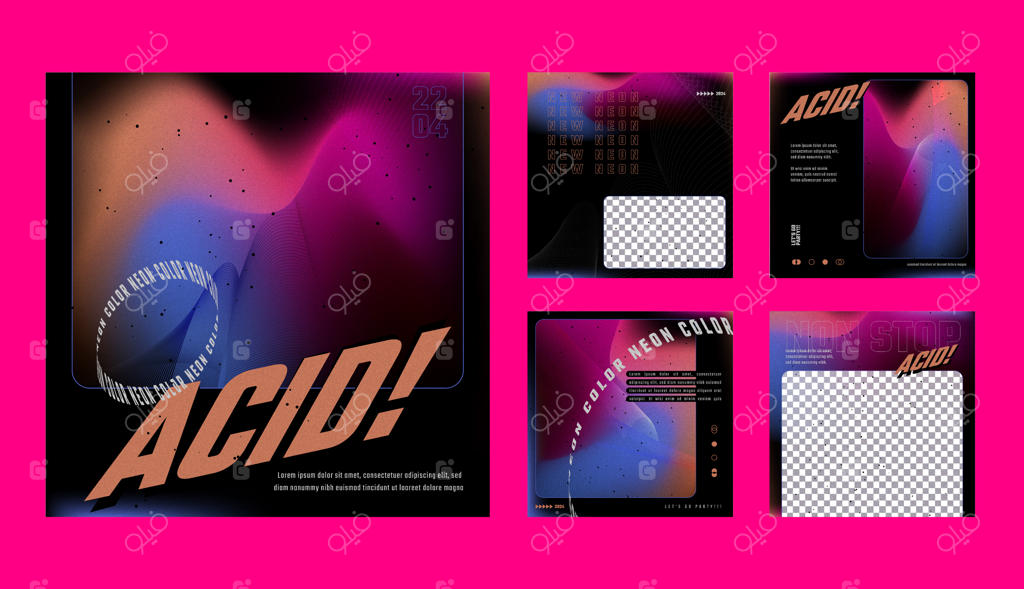 پست اینستاگرام با استایل گرادینت و رنگ‌های اسیدی