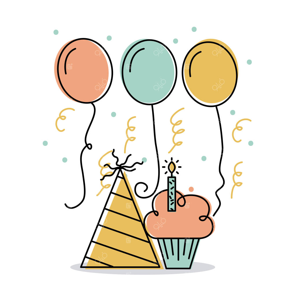 کاپ‌کیک، شمع، کلاه و بادکنک‌های تزیین تولد