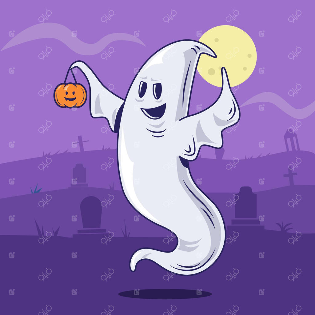 تصویرسازی روح هالووین با طراحی دستی