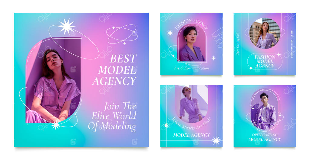 مجموعه پست‌های مینیمال اینستاگرام با طراحی گرادیان