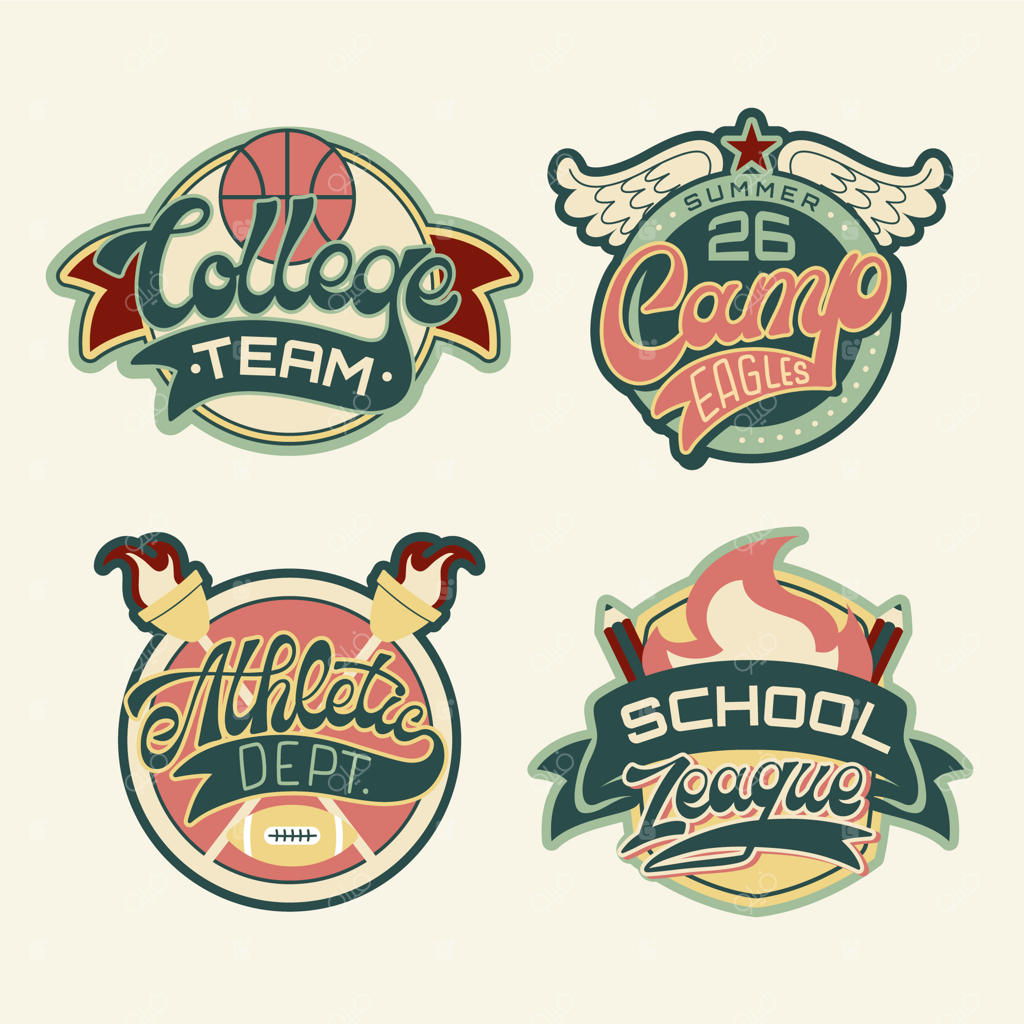 مجموعه نشان های کالج ورزشی دست‌کشیده شده