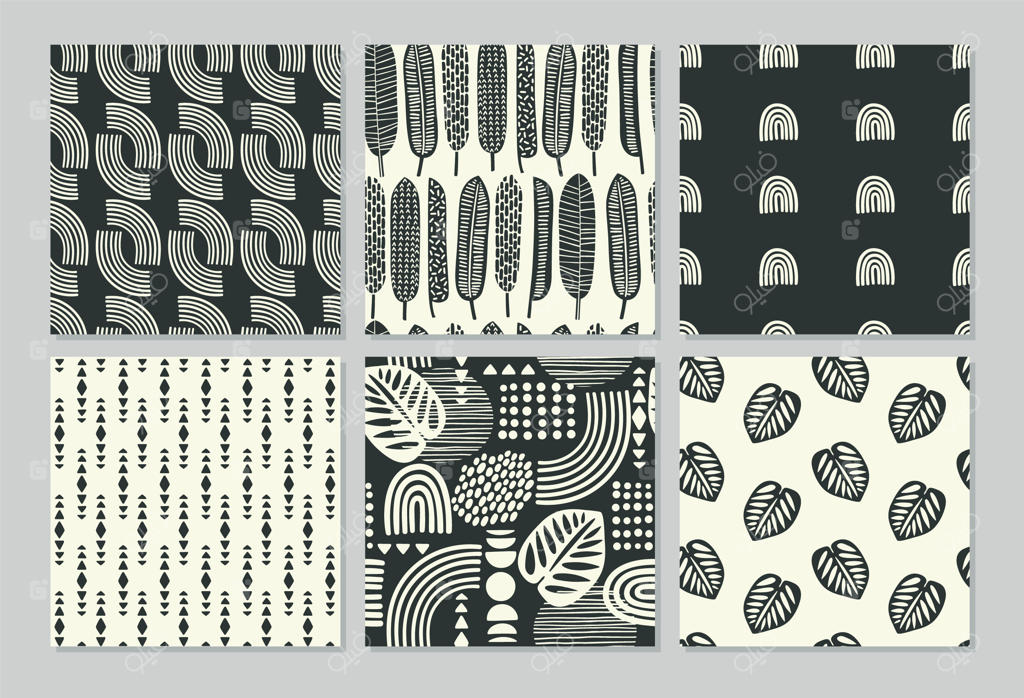 الگوهای هنری بی‌نقص با برگ‌های انتزاعی