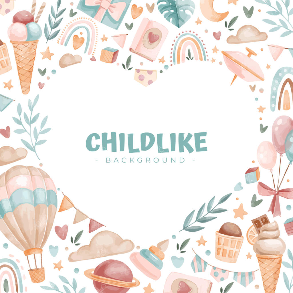 پس‌زمینه وکتور با عناصر کودکانه به شکل قلب برای کاغذ دیواری عکس بکار رفته است