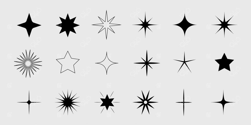 مجموعه اشکال ستاره‌ای رترو