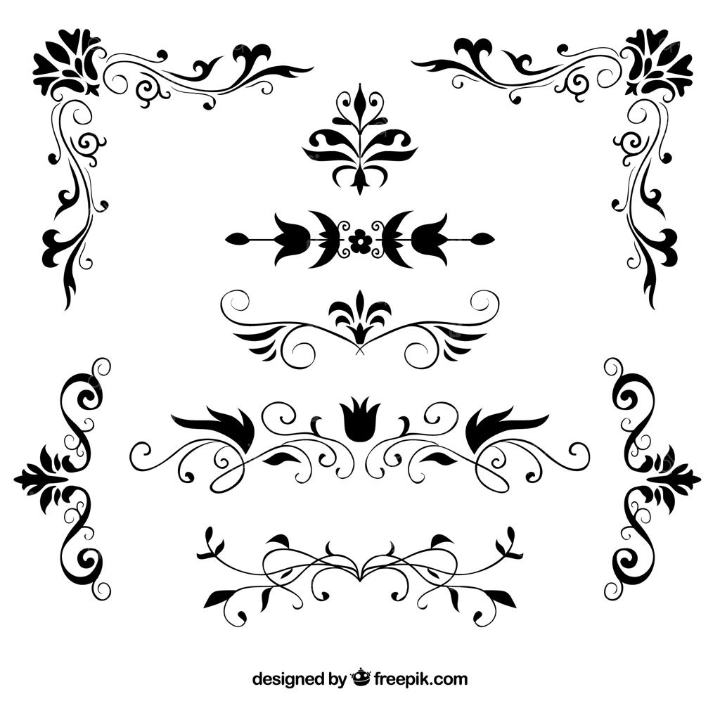 مجموعه‌ای از حاشیه‌های تزئینی گل‌دار دست‌ساز