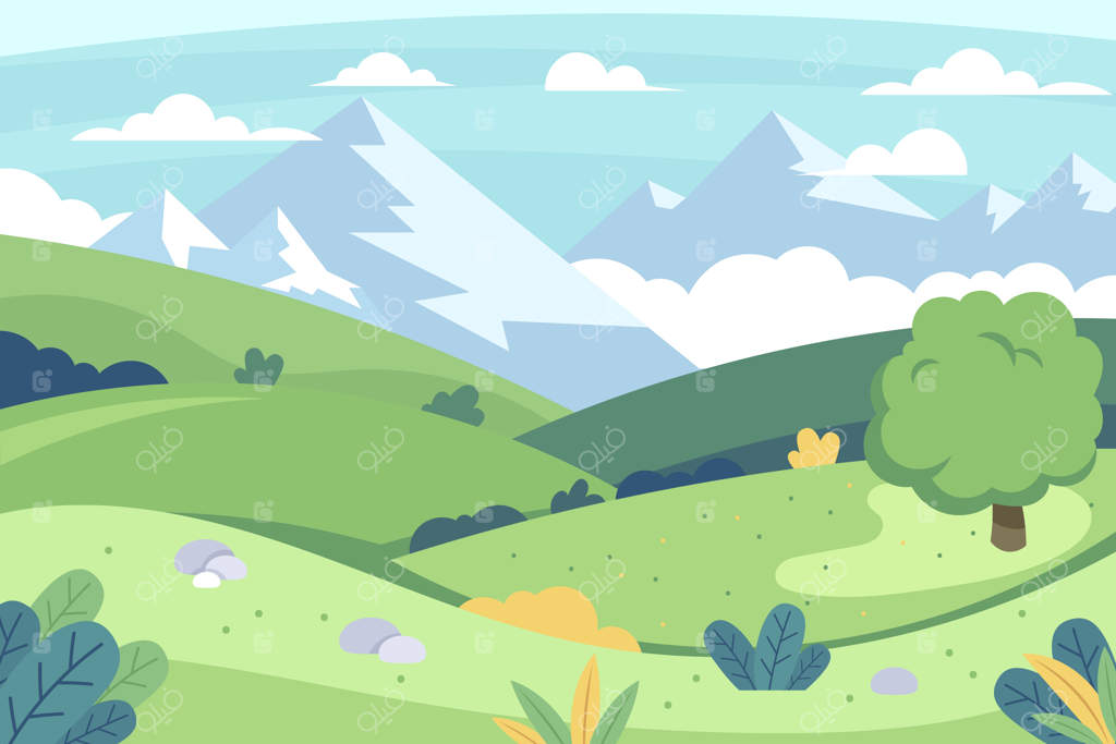 منظره بهاری تخت و رنگارنگ