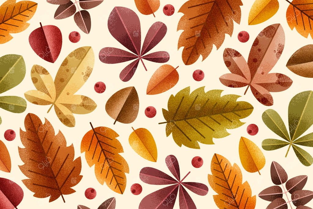 پس‌زمینه‌ی برگ‌های پاییزی نقاشی شده با دست