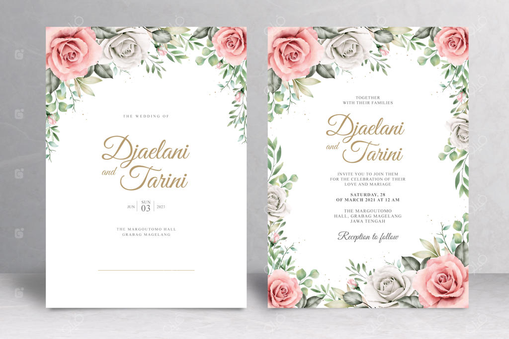 کارت دعوت عروسی با طراحی زیبا و گل‌دار