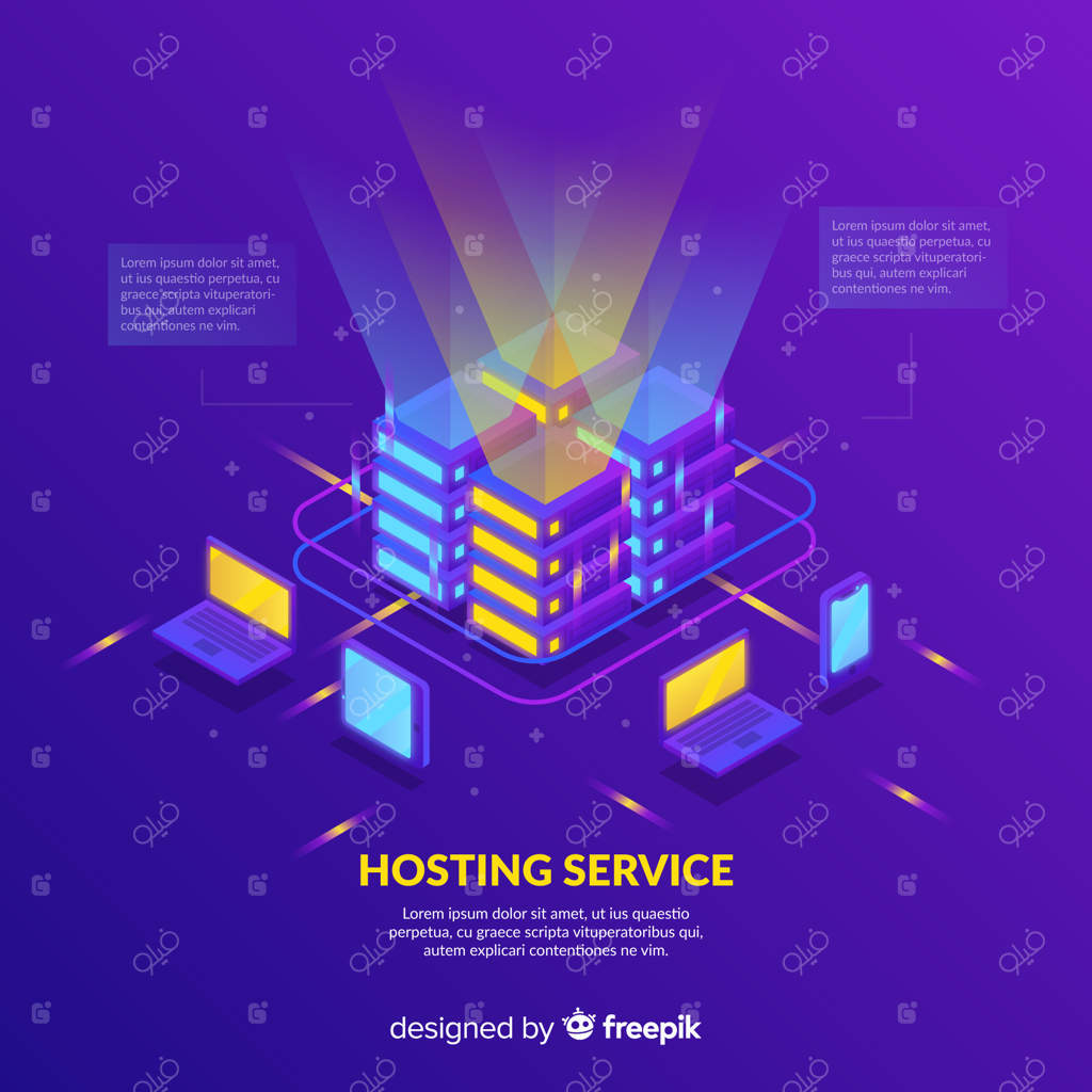 پس‌زمینه‌ای با نورپردازی رنگارنگ برای خدمات میزبانی