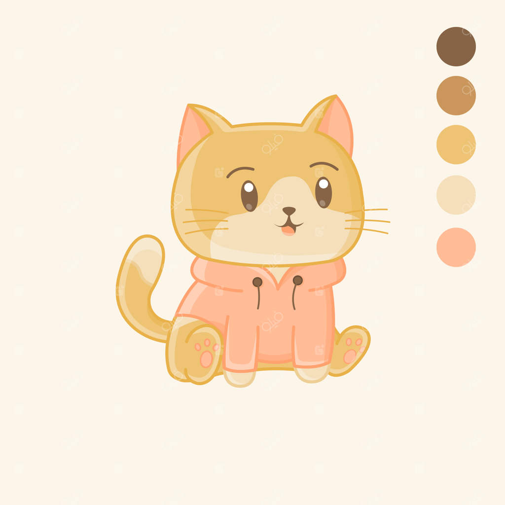 گربه کارتونی بامزه با کت - تصویرسازی وکتور جداگانه
