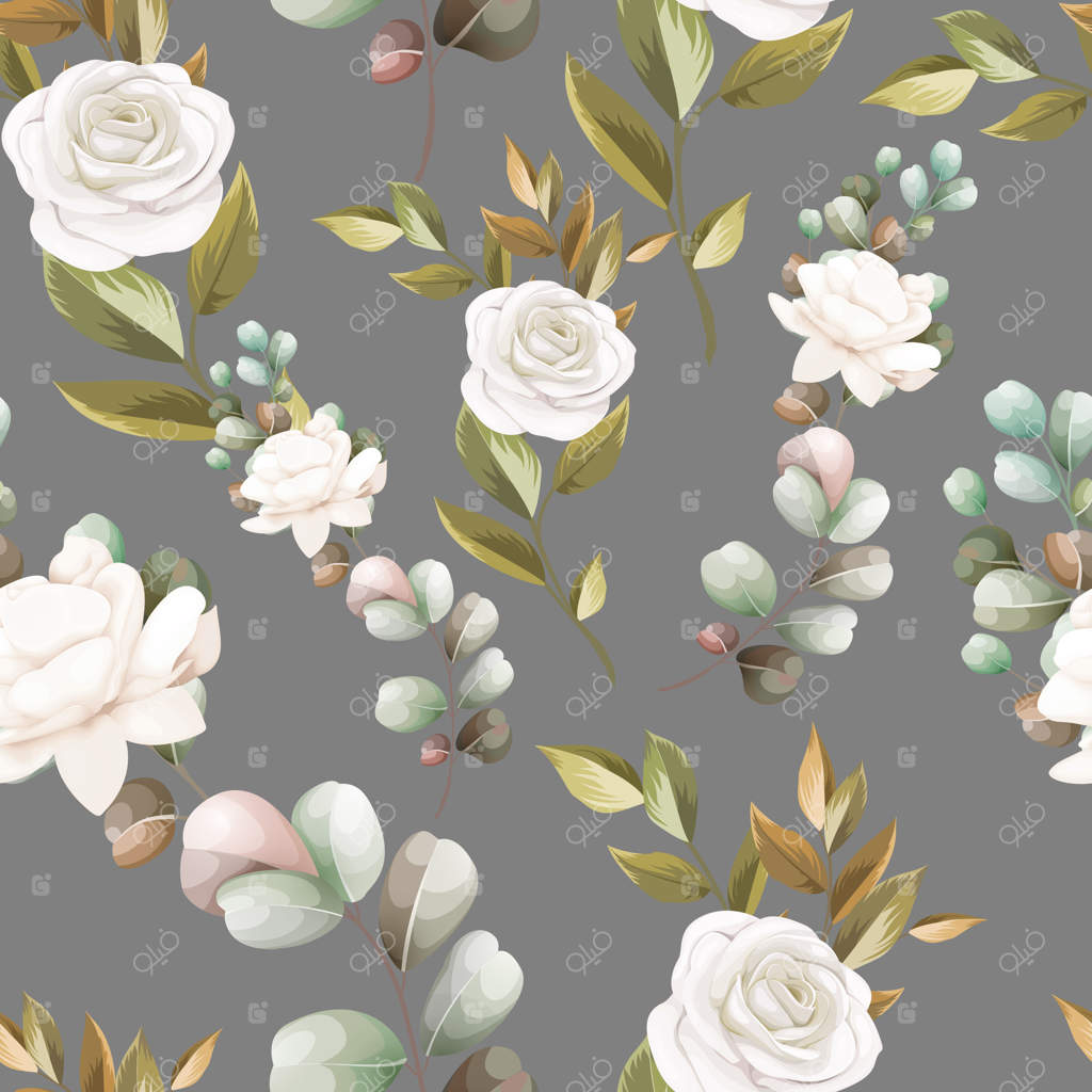 طرح زیبا و یکپارچه گل‌ها و برگ‌ها