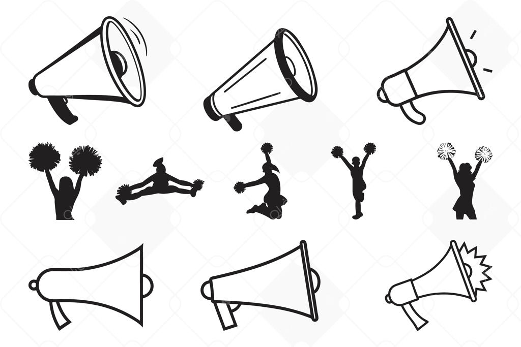 مجموعه طرح‌های سیلوئت دختران تشویق‌کننده و پوم‌پوم