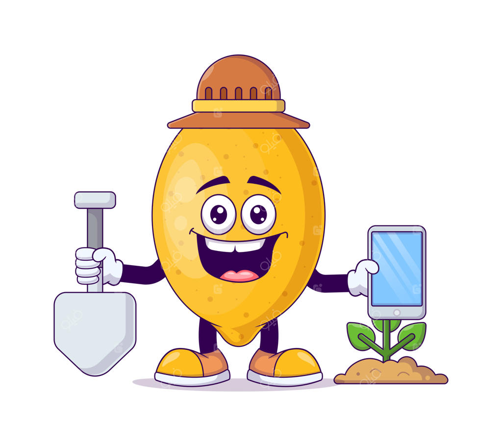 وکتور شخصیت کارتونی باغبان با لیمو