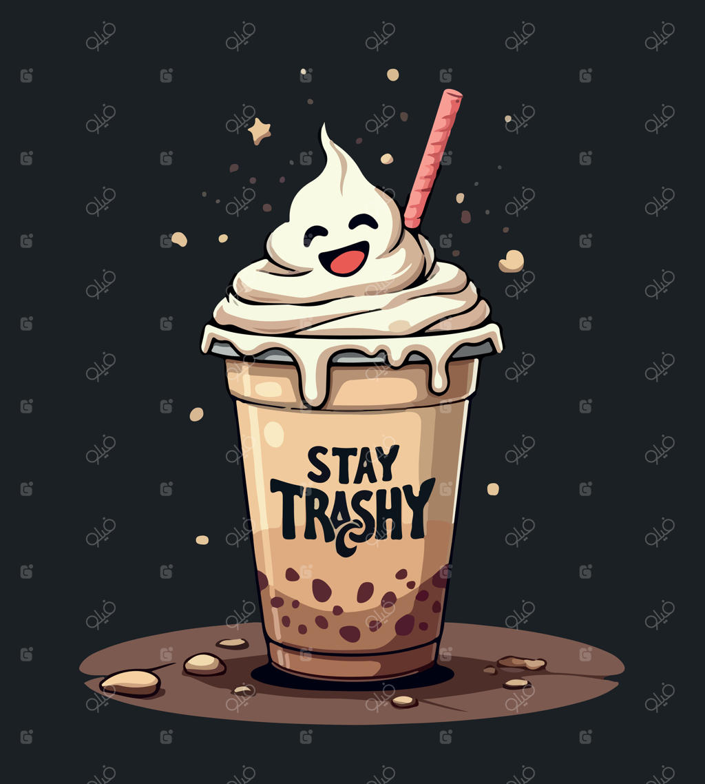 لیوان آیس کافی با نی و نوشته تمیز بمان