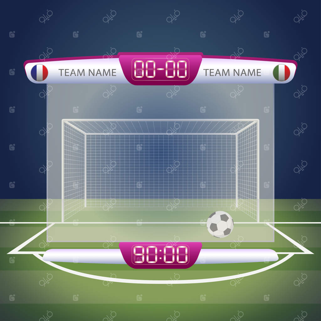 تابلوی امتیازات فوتبال با نمایش زمان و نتیجه