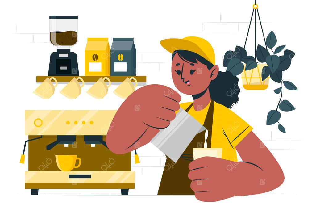 تصویر مفهومی باریستای کافی‌شاپ