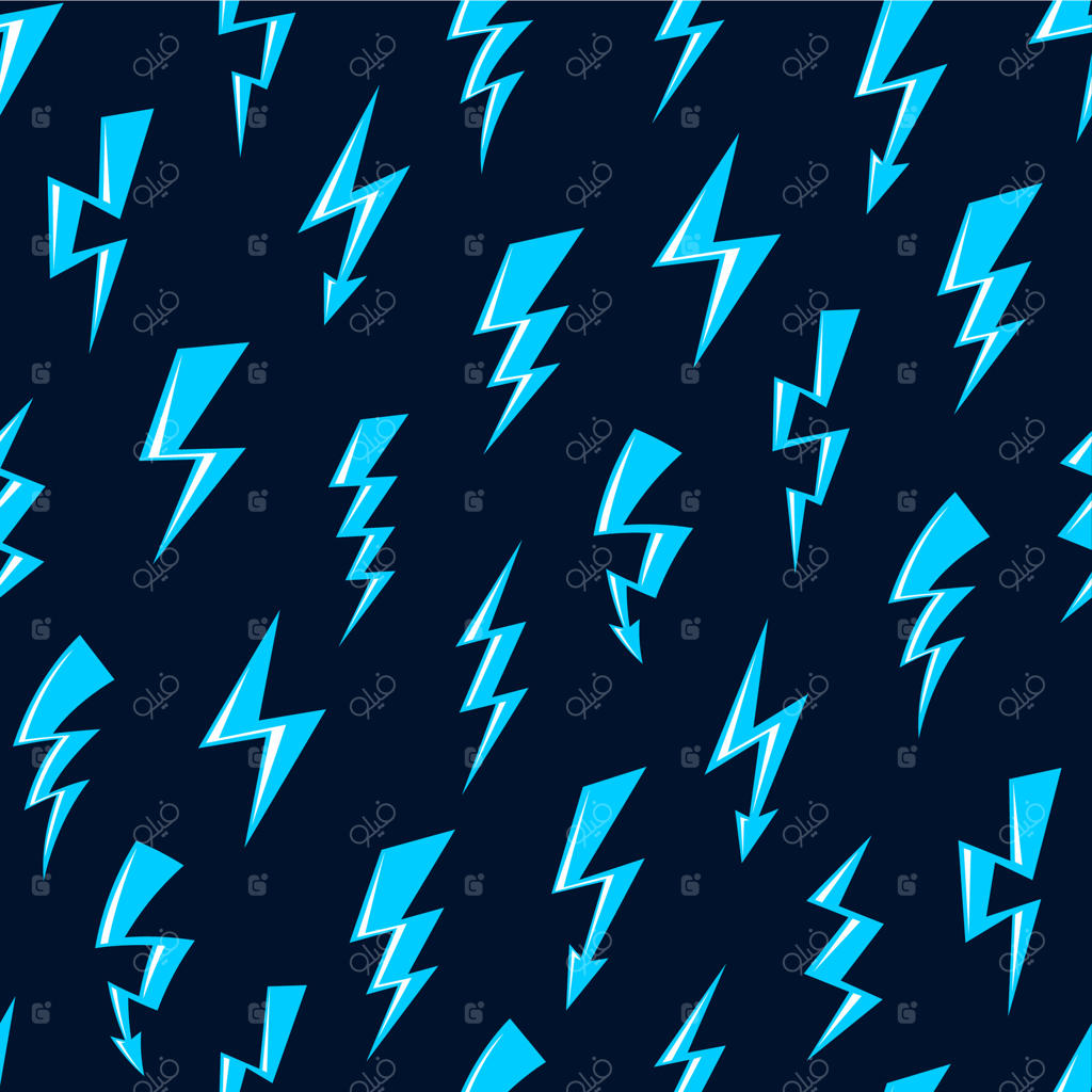 الگوی یکپارچه از رعد و برق‌های آبی کارتونی