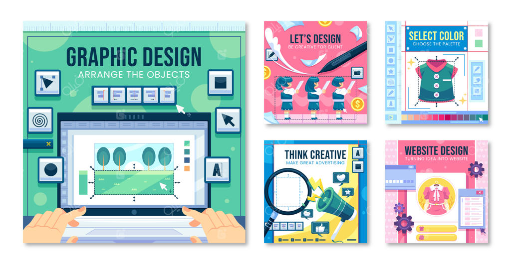 مجموعه پست‌های فلت اینستاگرامی برای طراح گرافیک