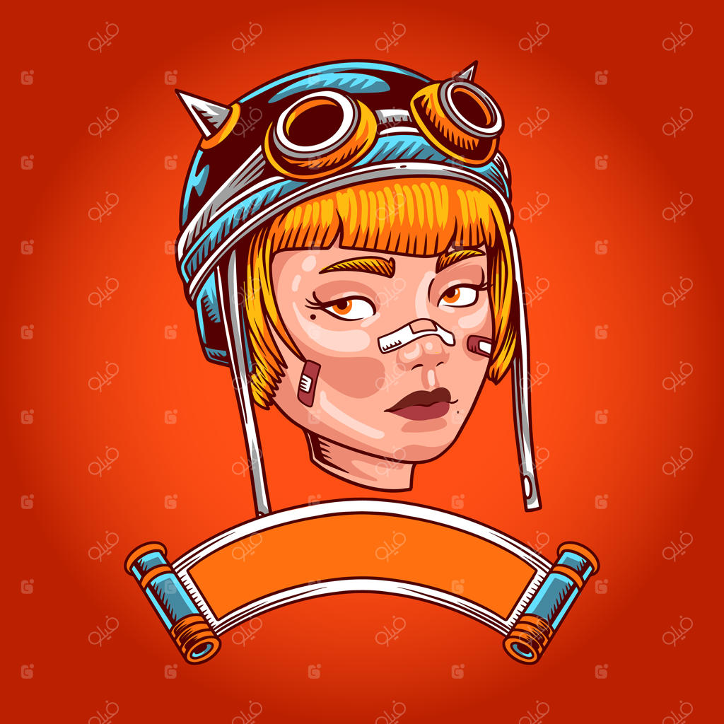 تصویرسازی سر دختر استیم‌پانک