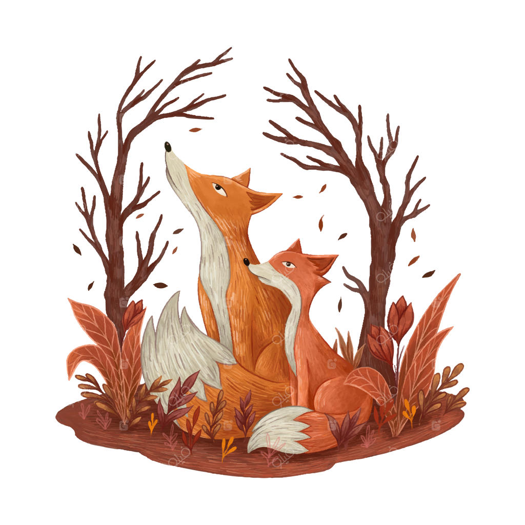 روباه مادر و بچه‌روباه به آسمان نگاه کردند