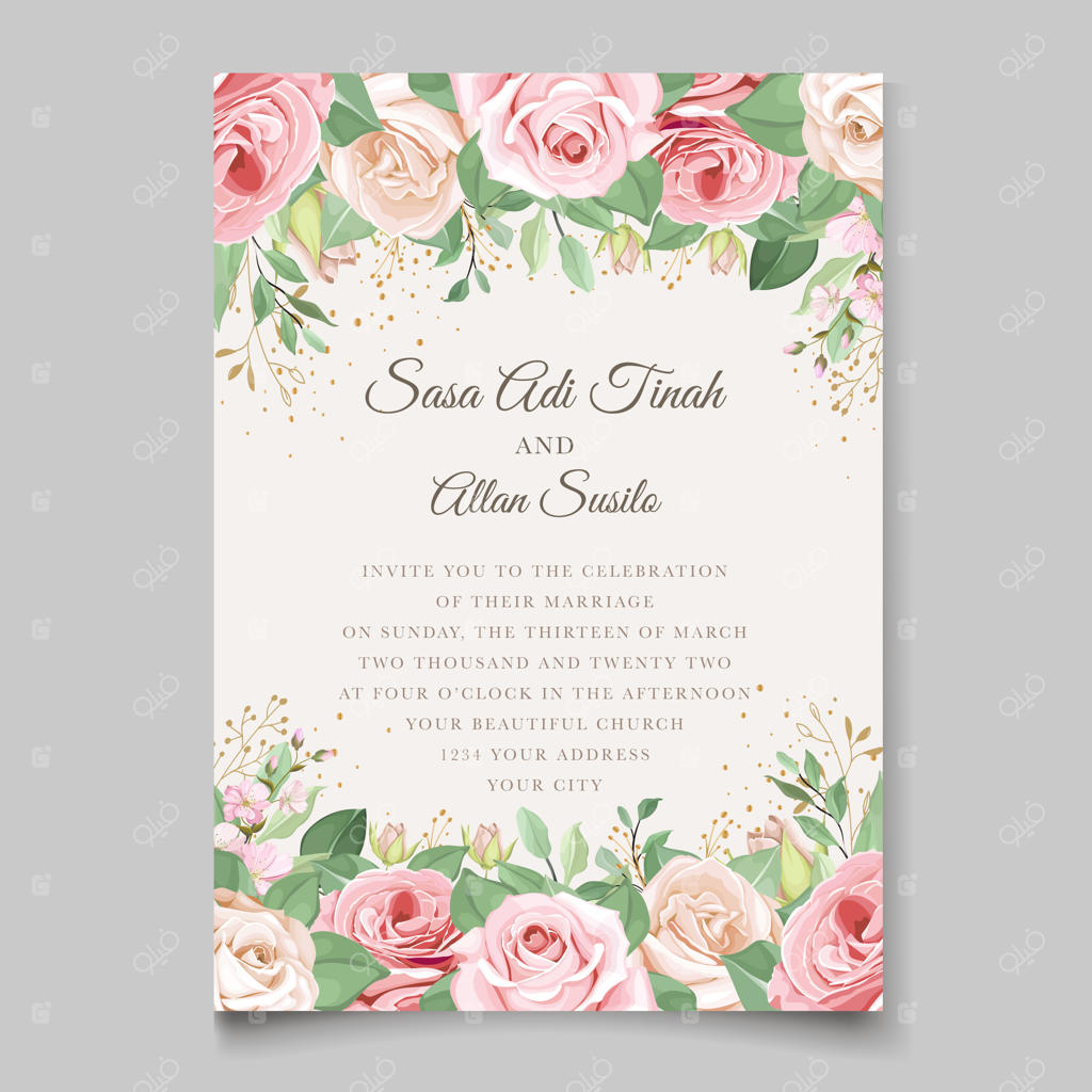 پترن کارت عروسی با تاج گل زیبا