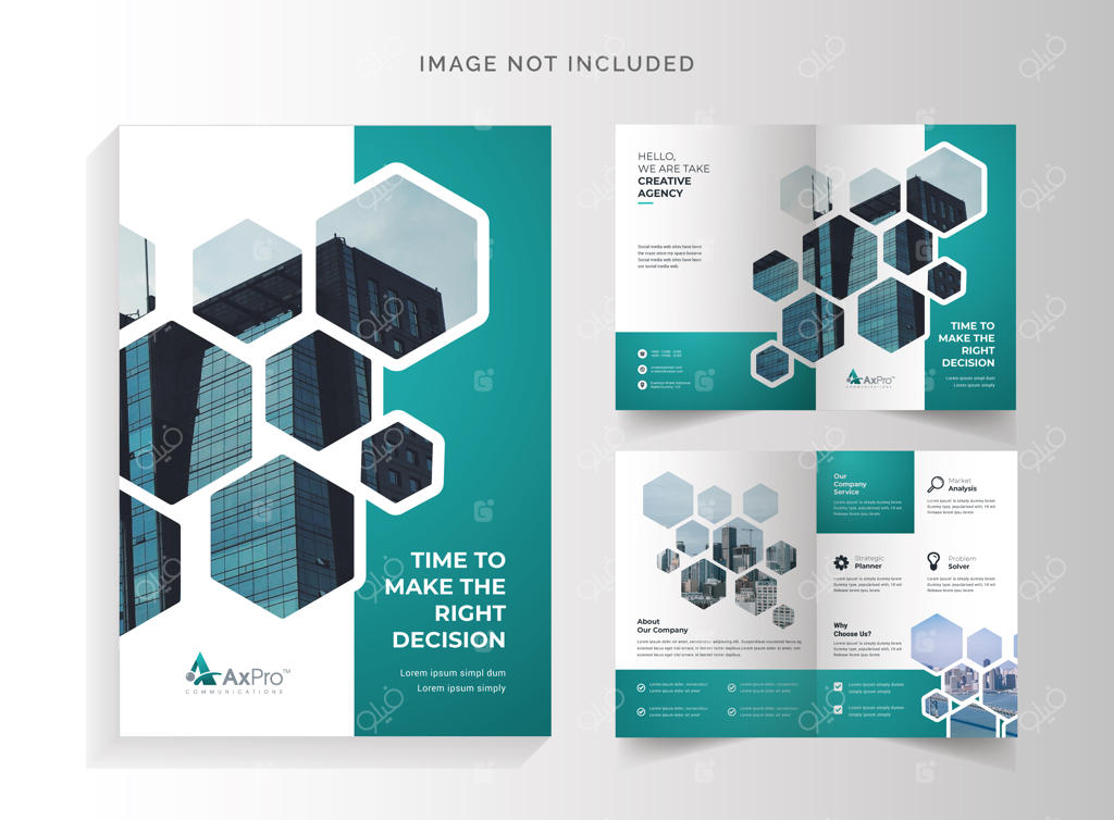 بروشور تجاری دو لت با طرح شش‌ضلعی