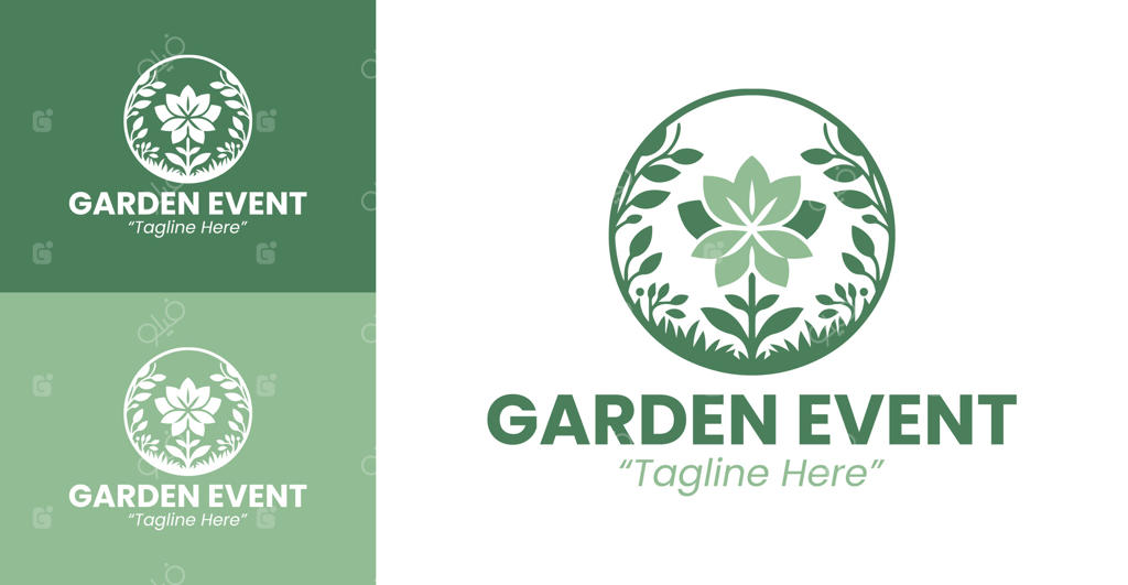 لوگوی شیک باغ سبز برای برندینگ و رویدادهای با تم طبیعت