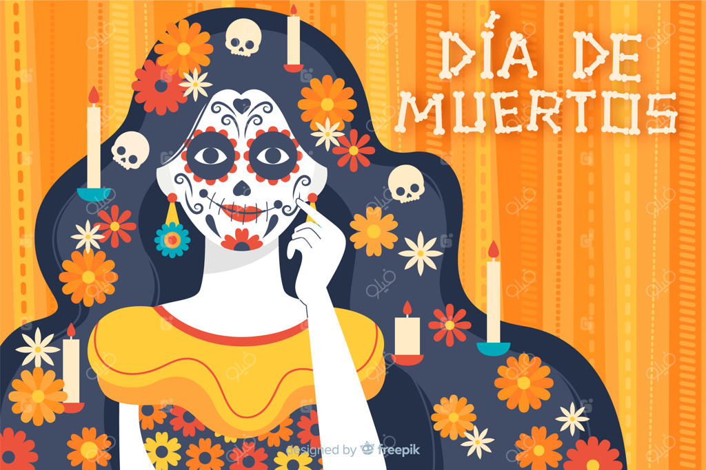 پس‌زمینه‌ روز مردگان با طراحی ساده و مسطح