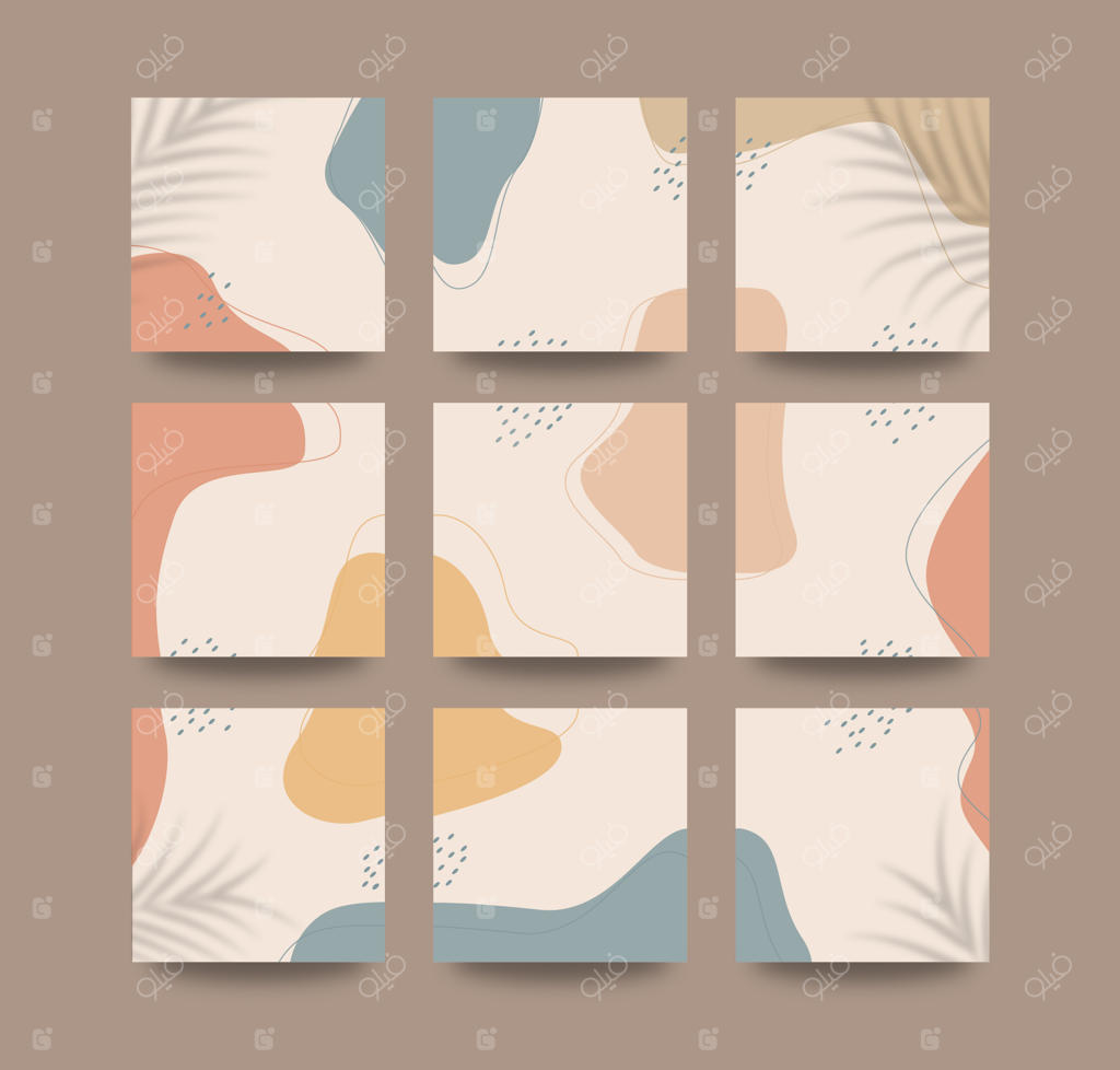 پس‌زمینه اشکال انتزاعی ارگانیک برای قالب پازل شبکه‌ای پست‌های شبکه‌های اجتماعی