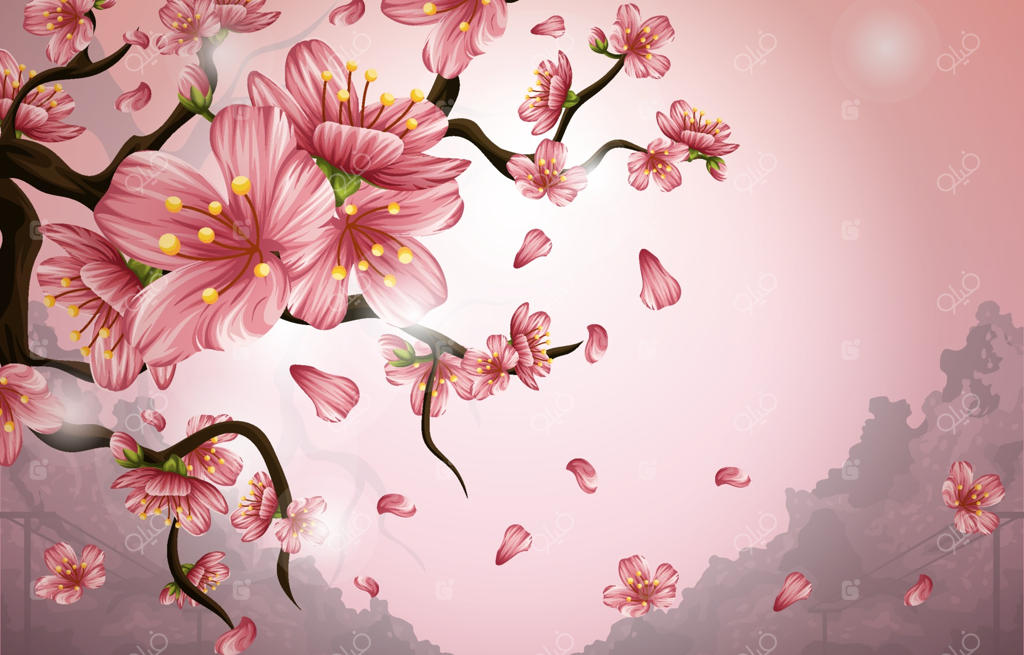 زمینه شکوفه‌های گیلاس