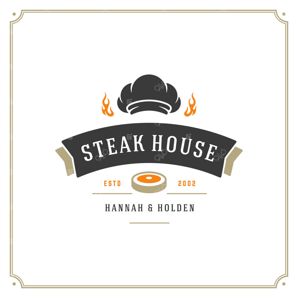 تصویرسازی لوگوی رستوران گریل.